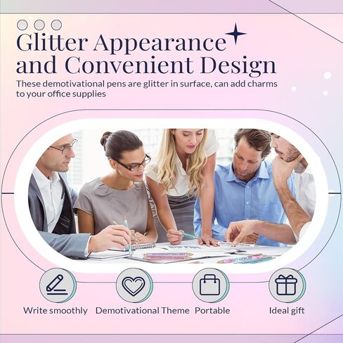Glenmal 12 Pieces Glitter Funny Word Ballpoint Pens Funny Negative Pens for Adults Novelty Fun Humorous Sayings Office Supplies for Co Worker Colleague Office Supplies(Office Negative) in Saudi Arabia
