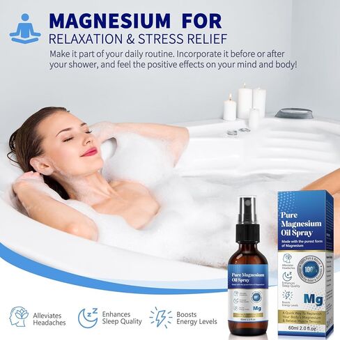 Magnesium Spray - Pure Magnesium Oil - Natural Deodorant -Topical Magnesium Chloride Oil Spray 2.0 fl.oz in Kuwait