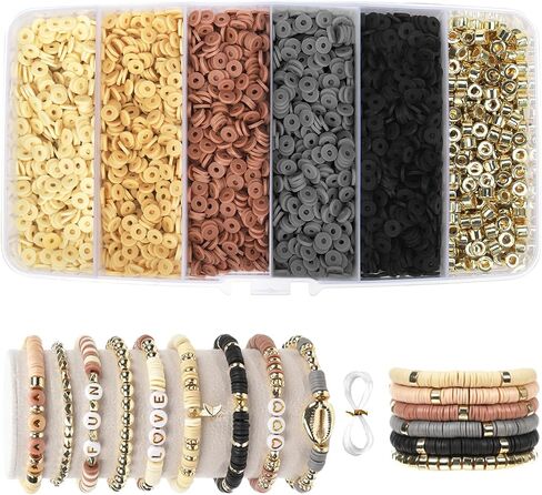 6000+Pieces Polymer Clay Beads, 6 Colors Clay Beads for Bracelets Making Heishi Beads Friendship Bracelet Making Kit for Girl Women Adults (Blue) in Saudi Arabia