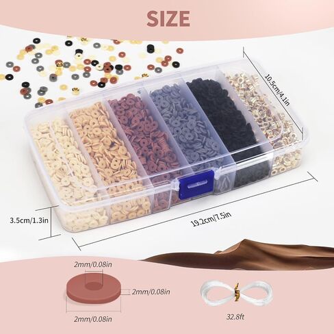 6000+Pieces Polymer Clay Beads, 6 Colors Clay Beads for Bracelets Making Heishi Beads Friendship Bracelet Making Kit for Girl Women Adults (Blue) in Saudi Arabia