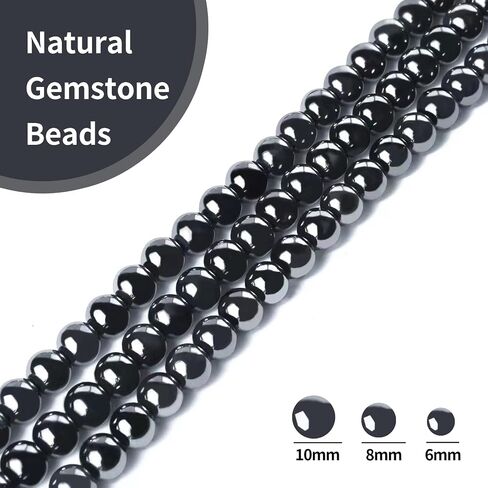 100pcs 8mm Black Hematite Beads Natural Gemstone Beads Round Loose Beads for Crafting and Jewelry Making in Saudi Arabia