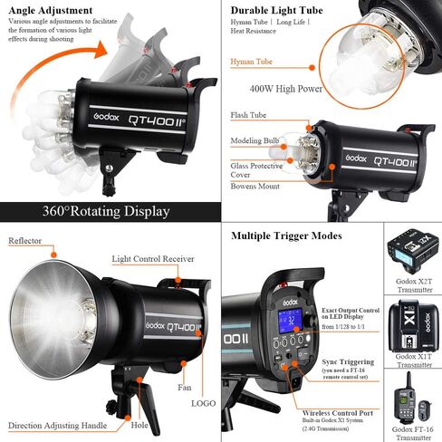 GODOX QT400IIM Studio Strobe Flash Light 400W Professional Photography Studio Lights Monolight Modeling Lamp for Studio Portrait Photography (QT400IIM) in Saudi Arabia