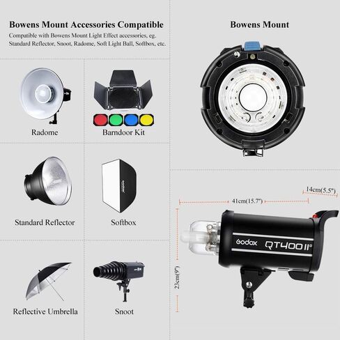 GODOX QT400IIM Studio Strobe Flash Light 400W Professional Photography Studio Lights Monolight Modeling Lamp for Studio Portrait Photography (QT400IIM) in Saudi Arabia