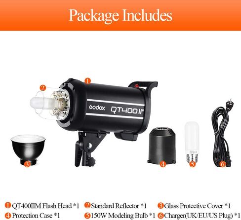 GODOX QT400IIM Studio Strobe Flash Light 400W Professional Photography Studio Lights Monolight Modeling Lamp for Studio Portrait Photography (QT400IIM) in Saudi Arabia