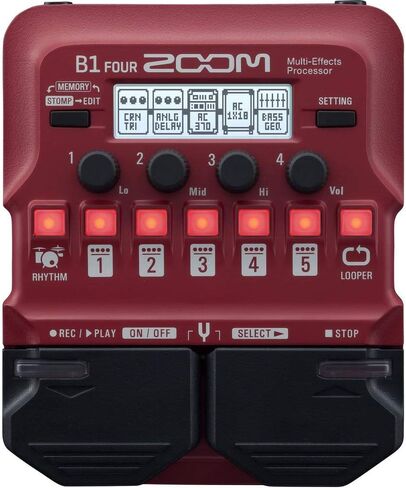 Zoom B1 Four Electric Bass Effects Processor with Polsen HPC-A30 Monitor Headphones, 9V Power Adapter & 10ft Instrument Cable Bundle in Saudi Arabia