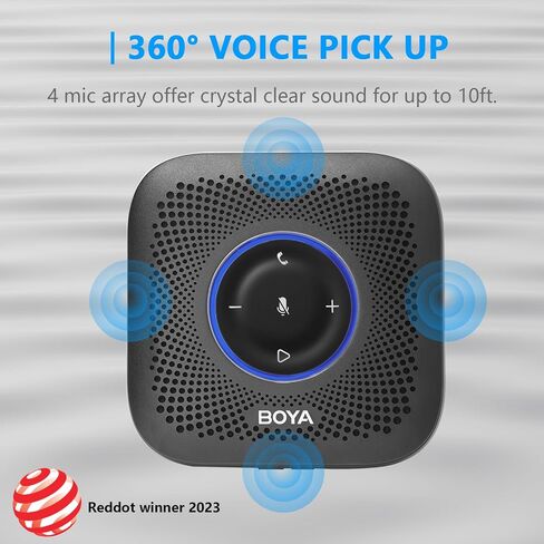 BOYA مكبر صوت بلوتوث 360 درجة التقاط الصوت وتقليل الضوضاء، التوصيل، تشغيل USB، ميكروفون مؤتمر للاجتماعات المنزلية والمكتب، سلسلة ديزي لـ 16 شخصًا in Saudi Arabia