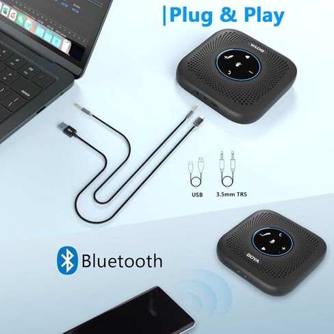 BOYA مكبر صوت بلوتوث 360 درجة التقاط الصوت وتقليل الضوضاء، التوصيل، تشغيل USB، ميكروفون مؤتمر للاجتماعات المنزلية والمكتب، سلسلة ديزي لـ 16 شخصًا in Saudi Arabia