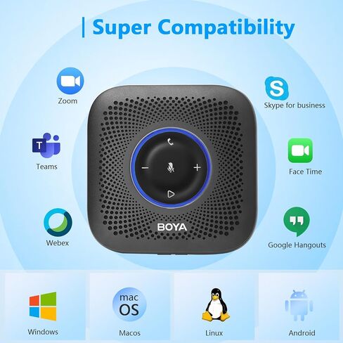 BOYA مكبر صوت بلوتوث 360 درجة التقاط الصوت وتقليل الضوضاء، التوصيل، تشغيل USB، ميكروفون مؤتمر للاجتماعات المنزلية والمكتب، سلسلة ديزي لـ 16 شخصًا in Saudi Arabia