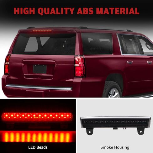 HAKA TOUGH LED 3rd Third Brake Light for 2000-2006 Chevy Suburban 1500 2500 Tahoe/GMC Yukon XL Rear Brake Center High Mount Stop Tail Light Accessories,Replace OEM # 15170955,Smoked in Saudi Arabia
