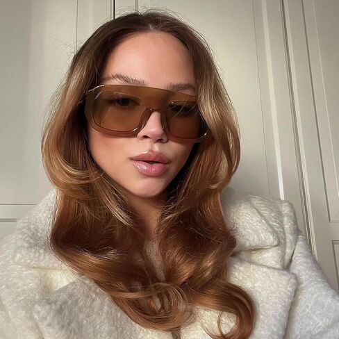 نظارات شمسية مربعة الشكل كبيرة الحجم للنساء والرجال، نظارات شمسية مسطحة مستوحاة من تصميم كبير in Kuwait