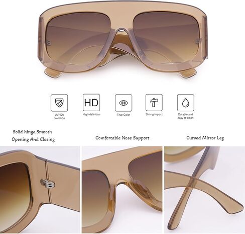نظارات شمسية مربعة الشكل كبيرة الحجم للنساء والرجال، نظارات شمسية مسطحة مستوحاة من تصميم كبير in Kuwait