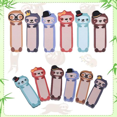 24 Pcs Cute Sloth Sticky Notes Pens Set, 12 Pads Animal Notepads Page Flags Index Tabs and 12 Pcs Cute Animal Print Pen for Sloth Lovers Kids Office School Friends Gifts Lazy Day in Saudi Arabia