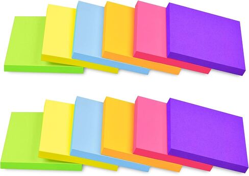 12 Pack Sticky Notes 3"x3" Bright Colors Self-Stick Note Pads, 6 Colors Bulk Sticky Memo Pad for School, Office, Meeting in Saudi Arabia