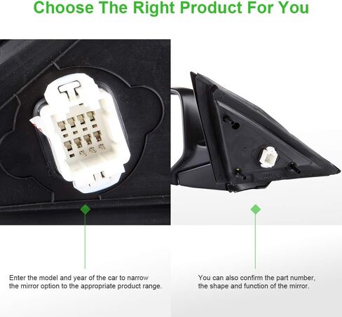 مرايا باب SCITOO، مناسبة لملحقات Honda الخارجية، مرايا تناسب 2008-2012 لسيارة Honda لسيارة Accord Sedan مع ميزات قابلة للطي لضبط الطاقة (جانب السائق) in Kuwait