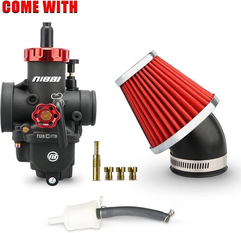 NIBBI PE28 Carburetor with 48mm Air Filters Kit,Upgrade Dirt Bike's Performance,Compatible with 200cc-250cc for Apollo, TaoTao, Lifan, Honda, SSR,Hawk Pit Dirt Bike Motorcycles in Saudi Arabia