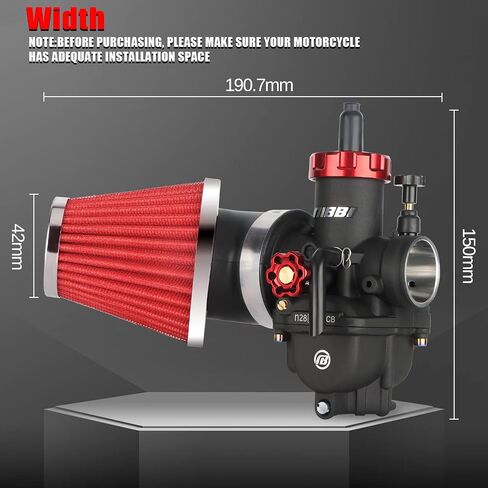NIBBI PE28 Carburetor with 48mm Air Filters Kit,Upgrade Dirt Bike's Performance,Compatible with 200cc-250cc for Apollo, TaoTao, Lifan, Honda, SSR,Hawk Pit Dirt Bike Motorcycles in Saudi Arabia
