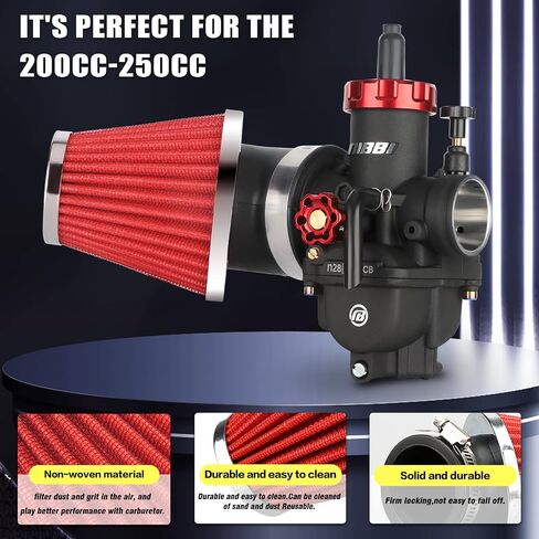 NIBBI PE28 Carburetor with 48mm Air Filters Kit,Upgrade Dirt Bike's Performance,Compatible with 200cc-250cc for Apollo, TaoTao, Lifan, Honda, SSR,Hawk Pit Dirt Bike Motorcycles in Saudi Arabia