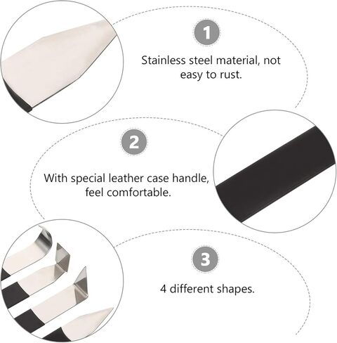 Generic 4Pcs Pottery Tools Stainless Steel Carving Shaping Knives Clay Sculpture Hand Tools Craft Trimming Artist Ceramic Tools for Shaping Modeling, Black,Assorted Color, 921134MARP147YKHR in Saudi Arabia