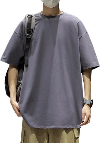 Men's Oversized T-Shirts 3 Pack Cotton Crew Neck Heavyweight Loose Fit Short Sleeve Shirt Classic Soft Tees in Kuwait