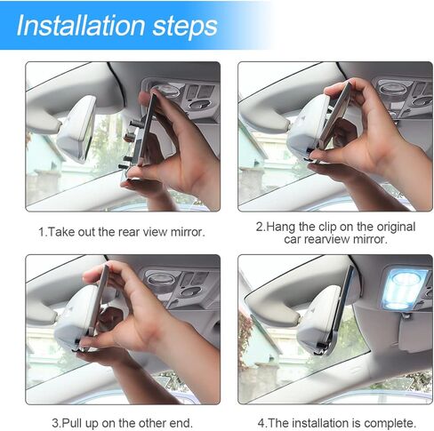 مرآة الرؤية الخلفية للسيارة، مرآة رؤية خلفية داخلية بانورامية بزاوية واسعة بمشبك، سطح محدب عالي الدقة مضاد للوهج، 12 بوصة تقلل البقع العمياء بشكل فعال لسيارات الدفع الرباعي والشاحنات والسيارة (مستطيلة/زرقاء) in Kuwait