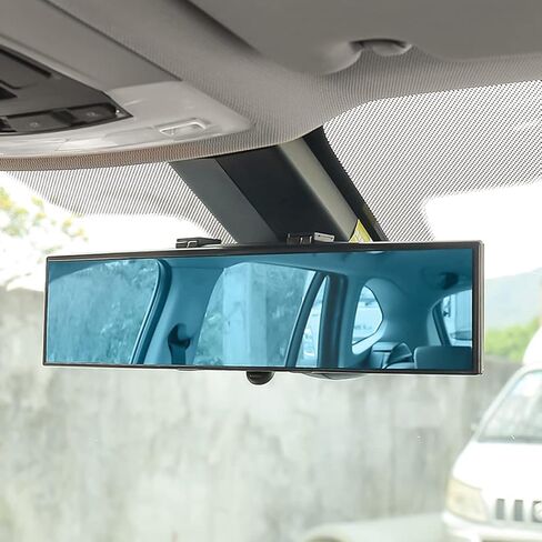 مرآة الرؤية الخلفية للسيارة، مرآة رؤية خلفية داخلية بانورامية بزاوية واسعة بمشبك، سطح محدب عالي الدقة مضاد للوهج، 12 بوصة تقلل البقع العمياء بشكل فعال لسيارات الدفع الرباعي والشاحنات والسيارة (مستطيلة/زرقاء) in Kuwait