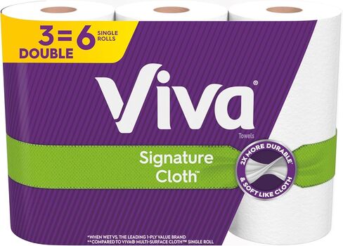 Viva Signature Cloth Paper Towels, 3 Double Rolls, 94 Sheets per Roll in Saudi Arabia