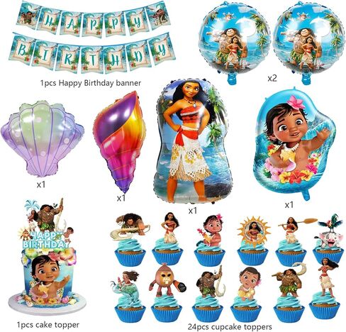 لافتة علوية لطيفة لحفلات أعياد الميلاد من آنا، قطع علوية للكب كيك، بالونات من رقائق الفويل in Kuwait