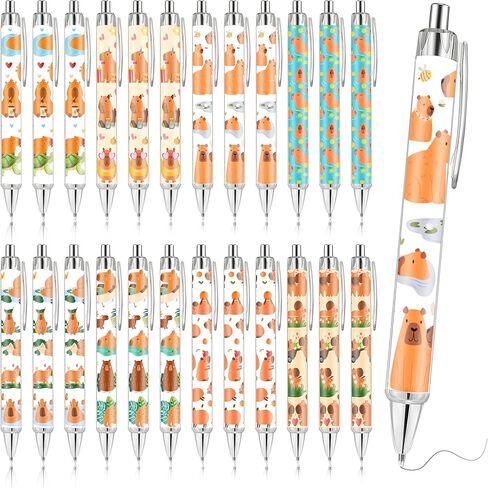 أقلام كابيبارا اللطيفة الثابتة: 24 قطعة من أقلام المدرسة كاواي اللطيفة هدايا قلم كابيبارا اللطيفة لحفلات مكتب المدرسة in Kuwait