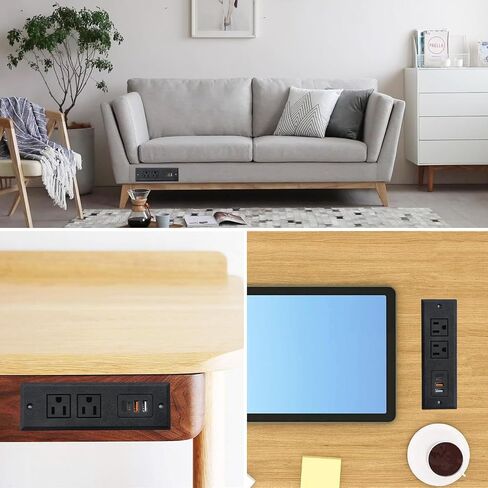TOOCUST Recessed Power Strip with USB C Port, Desk Outlet with 3 USB Ports, Conference Drawer Outlet with 2 AC Plugs, Hidden Recessed Power Outlet Socket 6.56ft in Saudi Arabia