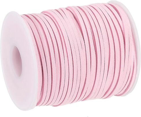 uxcell Suede Cord, 49.21 Yards 2.6mm Flat Leather Thread String for Purse Handbag Shoelace DIY Crafts Bracelet Making, Light Pink 1 Roll in Saudi Arabia