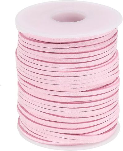 uxcell Suede Cord, 49.21 Yards 2.6mm Flat Leather Thread String for Purse Handbag Shoelace DIY Crafts Bracelet Making, Light Pink 1 Roll in Saudi Arabia