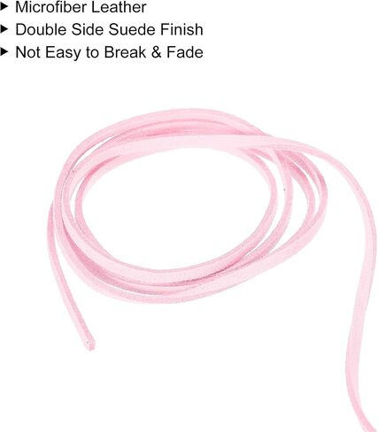 uxcell Suede Cord, 49.21 Yards 2.6mm Flat Leather Thread String for Purse Handbag Shoelace DIY Crafts Bracelet Making, Light Pink 1 Roll in Saudi Arabia