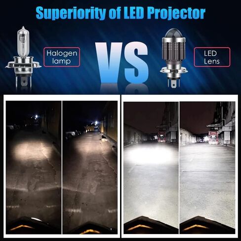 YSY 1pcs H4 LED Motorcycle Headlight Bulbs Hi Lo beam Motorbike 3000K Yellow 6000K White Scooter ATV Accessories Condensing Len Fog Lights (H4, White and Yellow) in Saudi Arabia