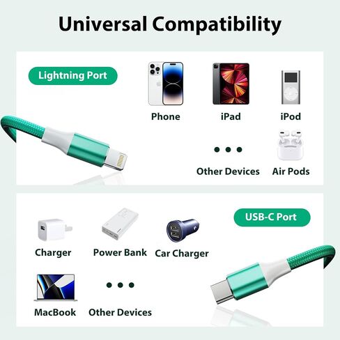 USB C to Lightning Cable,3Pack 3/6/6FT [MFi Certified] iPhone Charger Cord,Nylon Braided iPhone Fast Charger, Apple Charger Cable Fast Charging for iPhone 14 13 12 11 Pro Max Mini XR X 8 7 6s iPad in Saudi Arabia