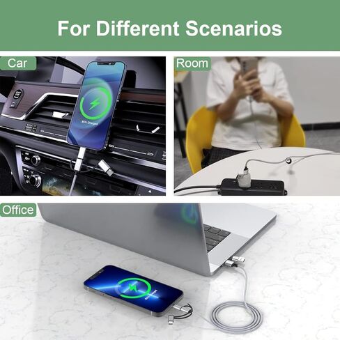 MTAKYI Multi 5 in 1 Universal USB Charging Cable,3M/10FT USB A/Type C to Lightning+Type C+Micro USB Nylon Braided Sync Charger Cord Adapter for Android/iPhone13/iOS/Samsung/Huawei/LG- for Car in Kuwait