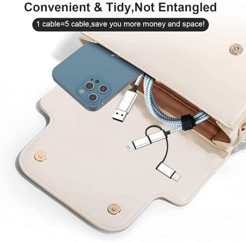 MTAKYI Multi 5 in 1 Universal USB Charging Cable,3M/10FT USB A/Type C to Lightning+Type C+Micro USB Nylon Braided Sync Charger Cord Adapter for Android/iPhone13/iOS/Samsung/Huawei/LG- for Car in Kuwait