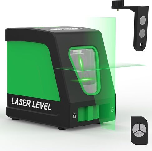 Green Laser Level, 100 Feet Self Leveling Cross Line Laser Level with Remote Control, High Precision & Brightness Laser Leveler Tool, Magnetic Bracket and Batteries Included in Kuwait