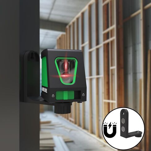 مستوى ليزر أخضر، مستوى ليزر متقاطع ذاتي التسوية بطول 100 قدم مع جهاز تحكم عن بعد، أداة تسوية ليزر عالية الدقة والسطوع، دعامة مغناطيسية وبطاريات متضمنة in Kuwait