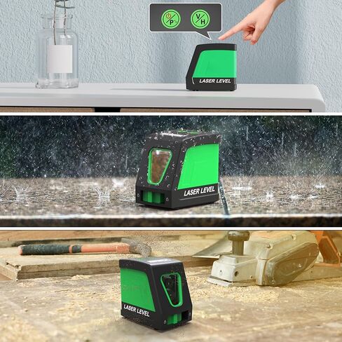 مستوى ليزر أخضر، مستوى ليزر متقاطع ذاتي التسوية بطول 100 قدم مع جهاز تحكم عن بعد، أداة تسوية ليزر عالية الدقة والسطوع، دعامة مغناطيسية وبطاريات متضمنة in Kuwait