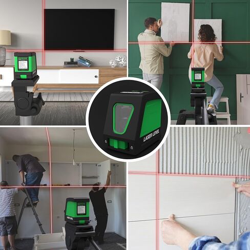 مستوى ليزر أخضر، مستوى ليزر متقاطع ذاتي التسوية بطول 100 قدم مع جهاز تحكم عن بعد، أداة تسوية ليزر عالية الدقة والسطوع، دعامة مغناطيسية وبطاريات متضمنة in Kuwait