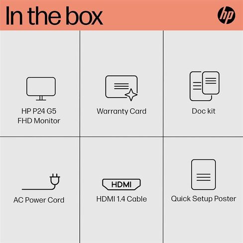 شاشة HP P24 G5 LED LCD مقاس 23.8 بوصة بتقنية Full HD Edge - بنسبة 16:9 - باللون الأسود in Saudi Arabia