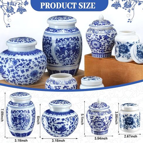 Set of 6 Small Blue and White Porcelain Vases Marble Vases Blue Chinoiserie Decor Gifts Ceramic Flower Vases Porcelain Classic Decor for Home Table Centerpieces Bookshelf(Retro) in Saudi Arabia