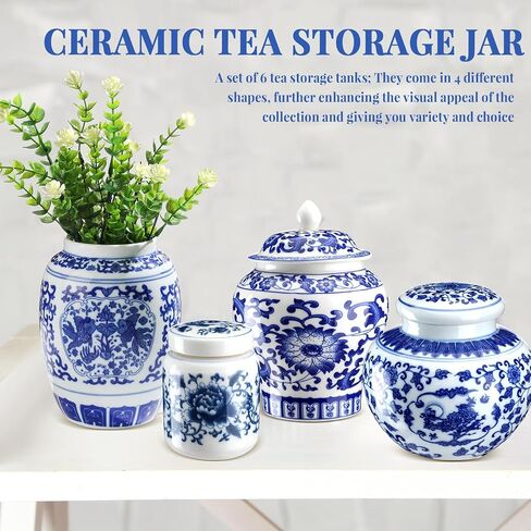 Set of 6 Small Blue and White Porcelain Vases Marble Vases Blue Chinoiserie Decor Gifts Ceramic Flower Vases Porcelain Classic Decor for Home Table Centerpieces Bookshelf(Retro) in Saudi Arabia