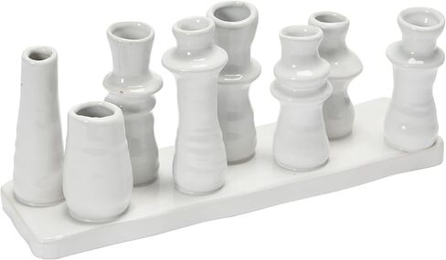 Bloomingville Stoneware Multi 8 Sections Vase, 11" L x 3" W x 5" H, White in Saudi Arabia