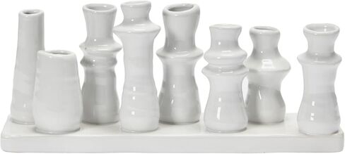 Bloomingville Stoneware Multi 8 Sections Vase, 11" L x 3" W x 5" H, White in Saudi Arabia