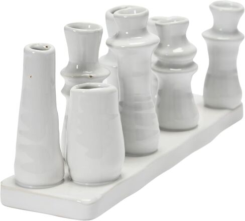 Bloomingville Stoneware Multi 8 Sections Vase, 11" L x 3" W x 5" H, White in Saudi Arabia