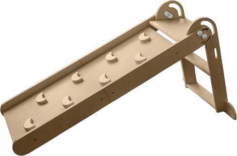 Little Partners® 2-in-1 Folding Learn 'N Slide Wooden Slide for Toddlers - Dual-Sided Toddler Indoor Slide Wooden Climber with Smooth Surface and Side with Grips, Wooden Indoor Slide (Natural) in Saudi Arabia