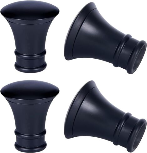 GORGECRAFT 4PCS Plastic Curtain Rod Covers Black Trumpet Curtain Caps Ends Decorative Head Curtain Pole Finials 28mm Inner Diameter Round Heads for Home Office Curtain Roman Rod Decor(78x68mm) in Saudi Arabia