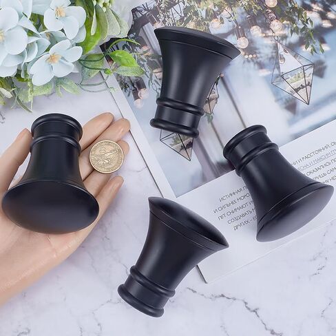 GORGECRAFT 4PCS Plastic Curtain Rod Covers Black Trumpet Curtain Caps Ends Decorative Head Curtain Pole Finials 28mm Inner Diameter Round Heads for Home Office Curtain Roman Rod Decor(78x68mm) in Saudi Arabia
