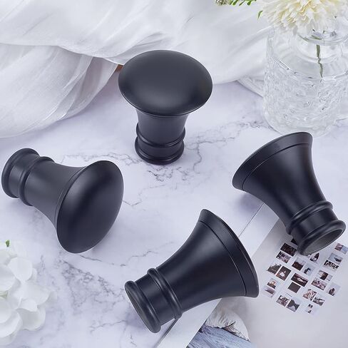 GORGECRAFT 4PCS Plastic Curtain Rod Covers Black Trumpet Curtain Caps Ends Decorative Head Curtain Pole Finials 28mm Inner Diameter Round Heads for Home Office Curtain Roman Rod Decor(78x68mm) in Saudi Arabia